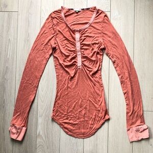 James Perse Y2K Long Sleeve Top in Orange Size 3 /L
